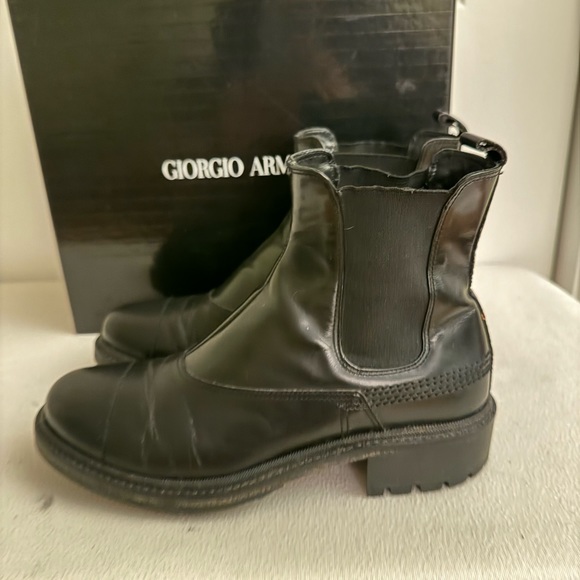 GIORGIO ARMANI Women Black Leather Chelsea Boots 6/36 - Picture 3 of 8